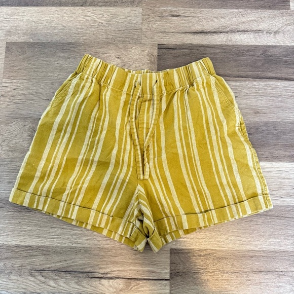 Uniqlo Linen Blend Striped Mustard Women's Shorts size XS 24-25 waist - Picture 2 of 7